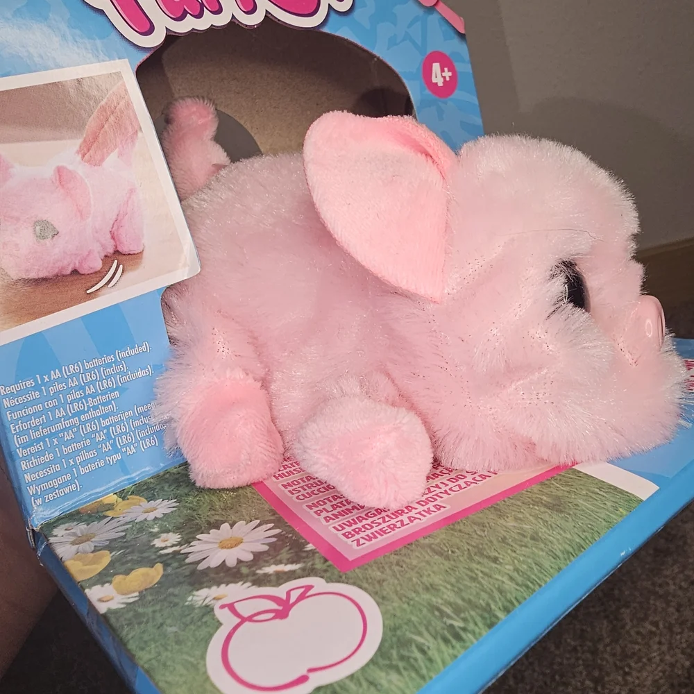 Fluffy Pink Pig Toy for Small Pets